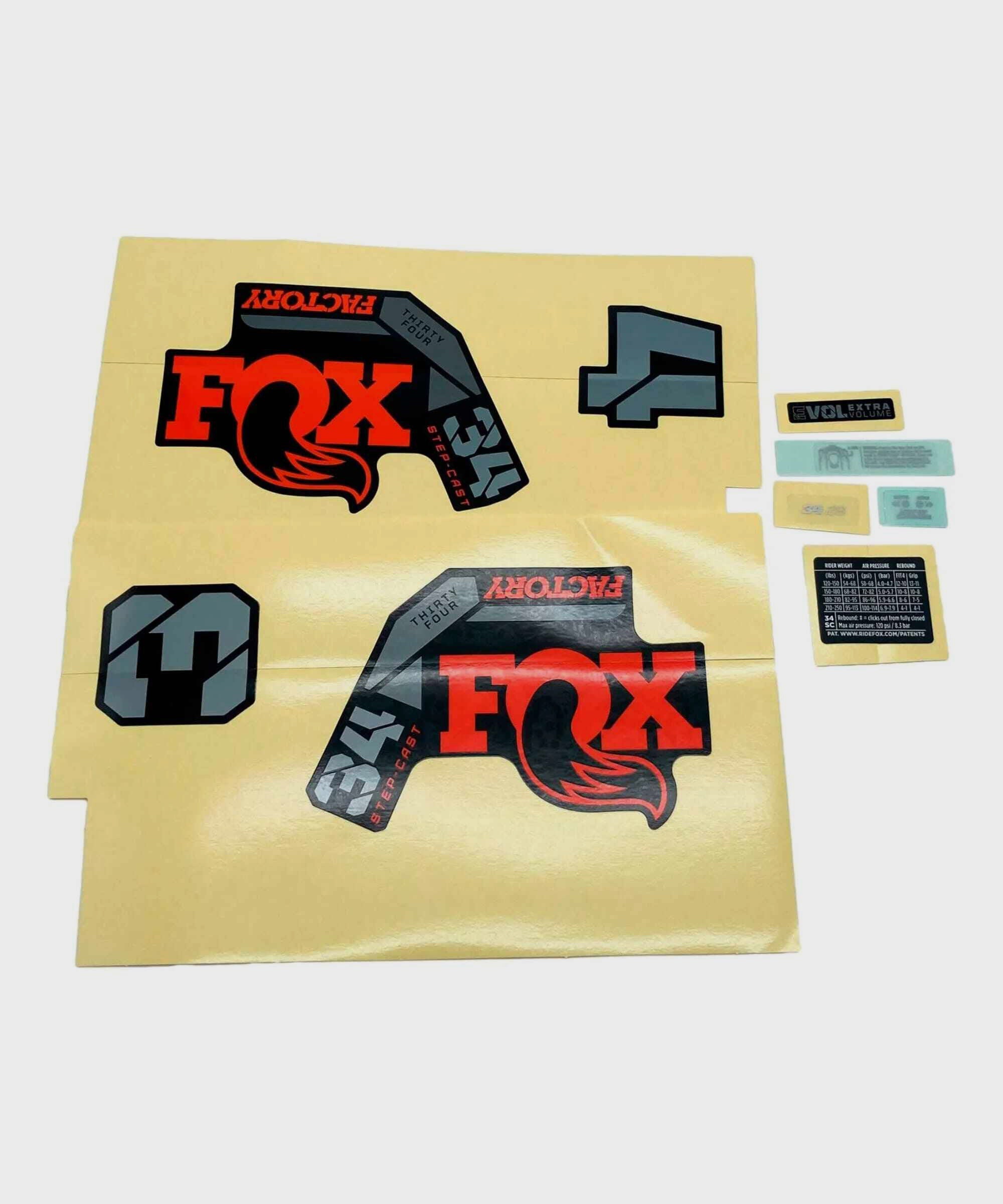 FOX Fork 34 SC Decal Kit: F-S Orange/Black Logo Shiny Black 2022
