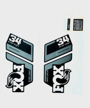 FOX Fork 34 SC Decal Kit: P-S Grey Logo Matte Black 2022