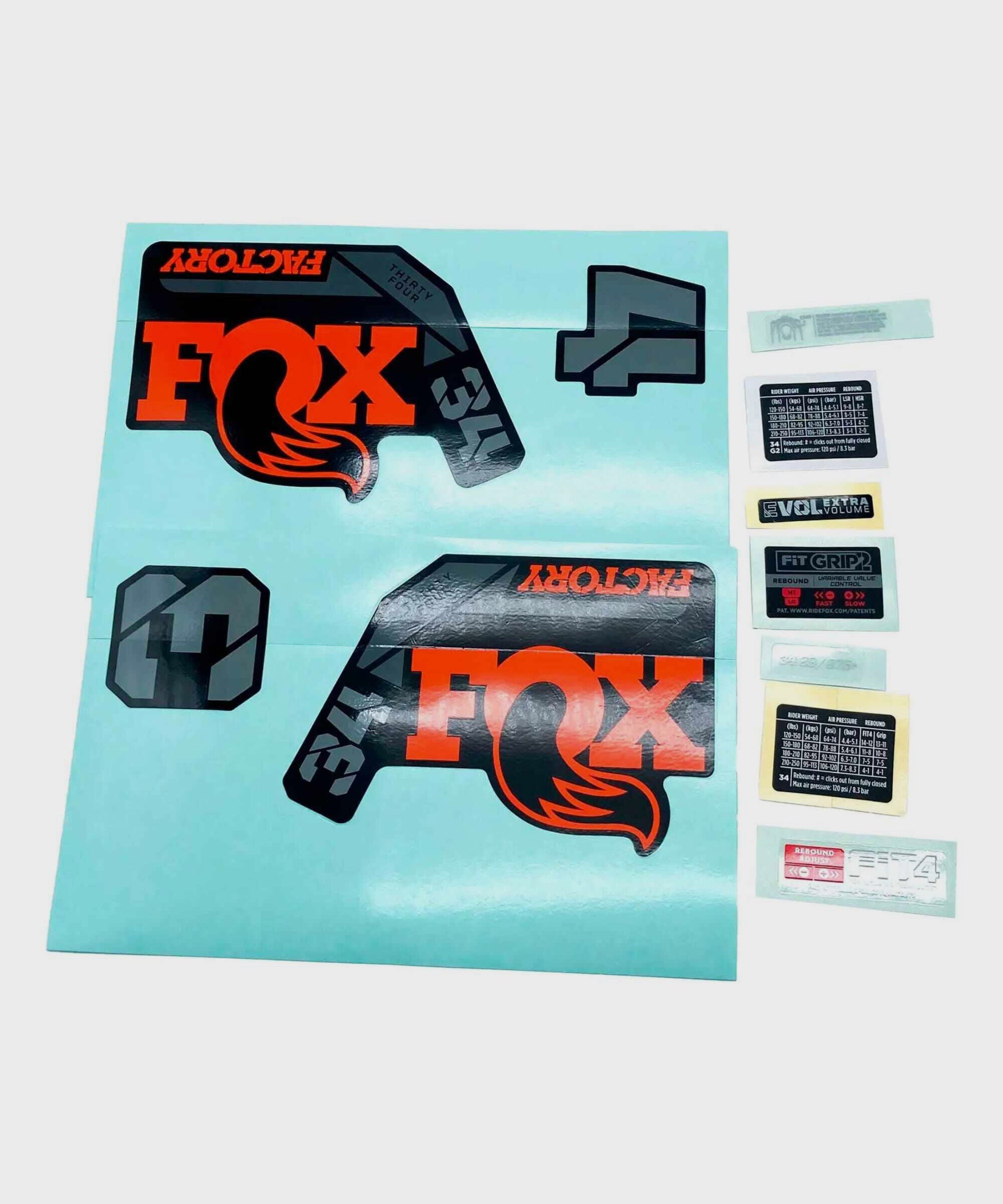 FOX Fork 34 Decal Kit: F-S Orange Logo Shiny Black 2022