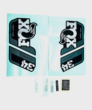 FOX Fork 34 Decal Kit: P-S Grey Logo Matte Black 2022