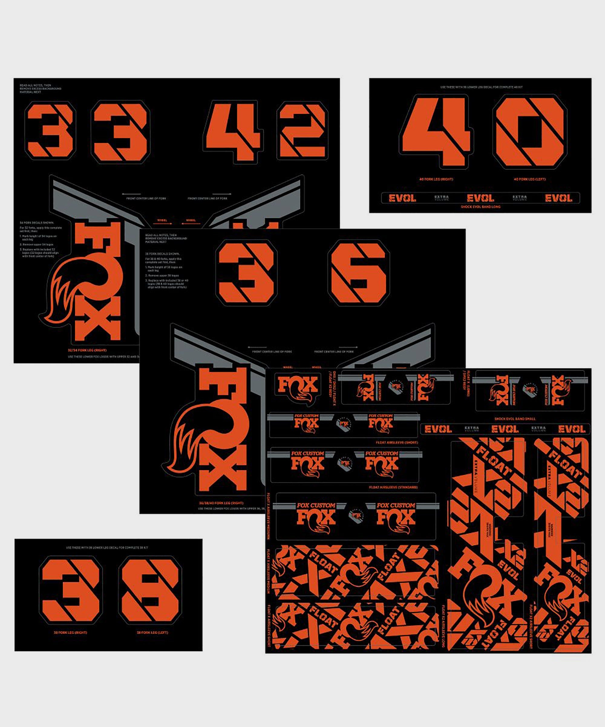 FOX Fork & Shock AM Custom Decal Kit 2021 Factory Orange