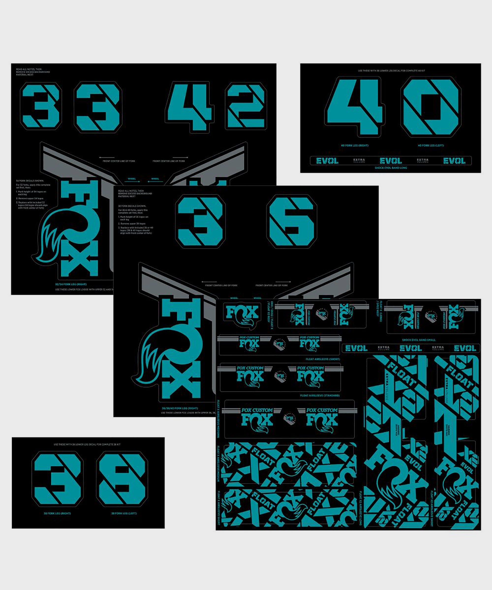 FOX Fork & Shock AM Custom Decal Kit 2021 Turquoise