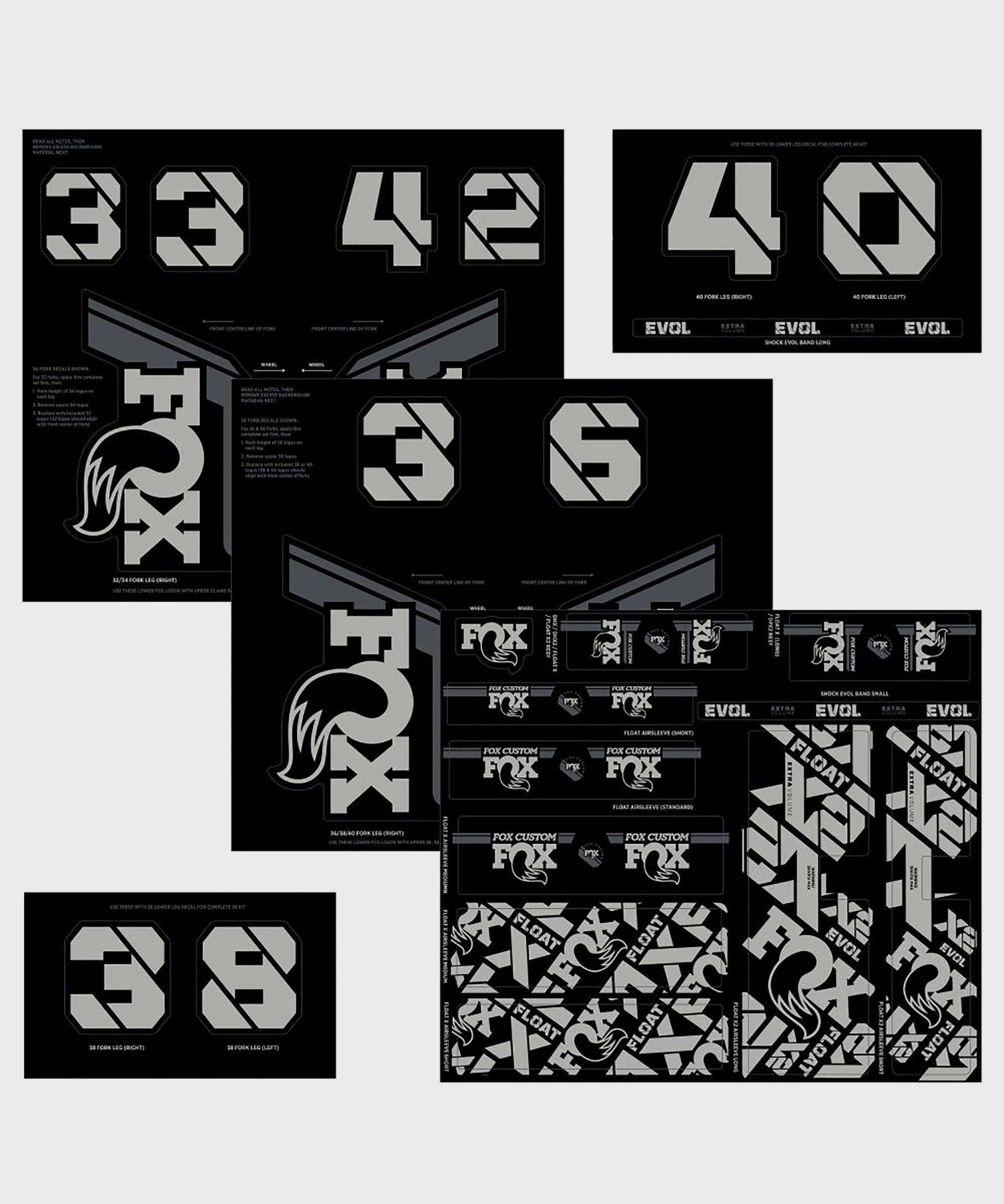 FOX Fork & Shock AM Custom Decal Kit 2021 Battleship Grey