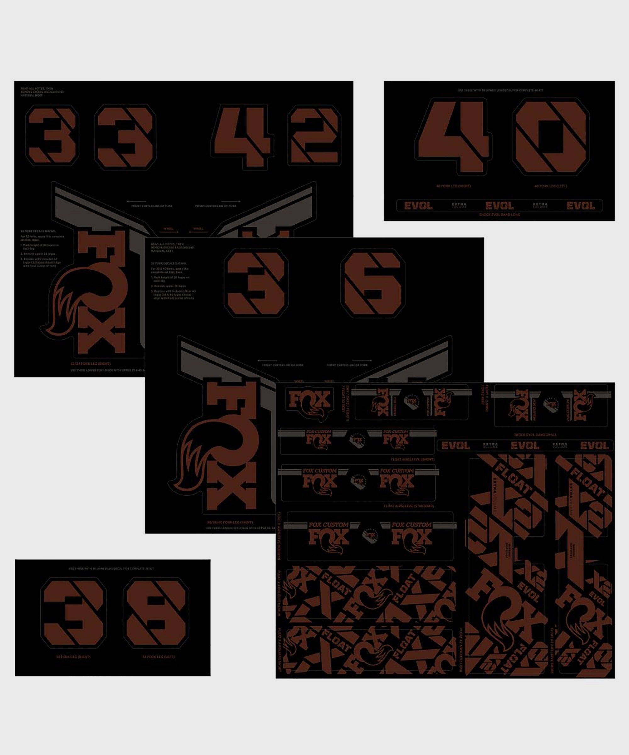 FOX Fork & Shock AM Custom Decal Kit 2021 Root Beer