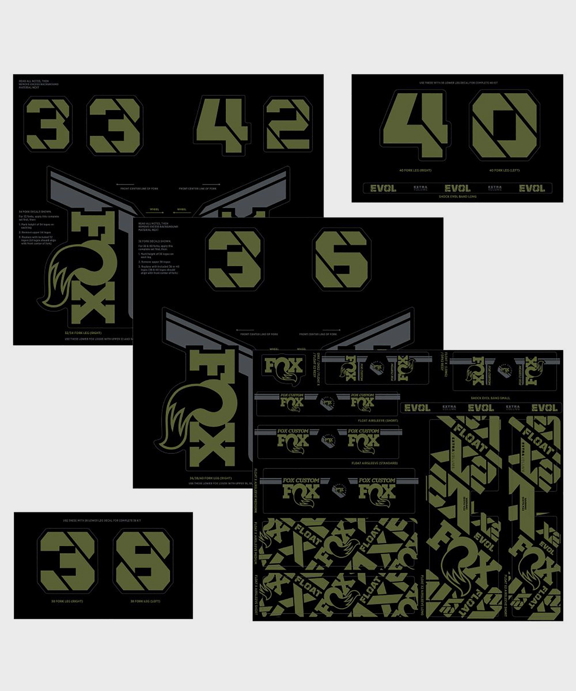 FOX Fork & Shock AM Custom Decal Kit 2021 Olive Drab