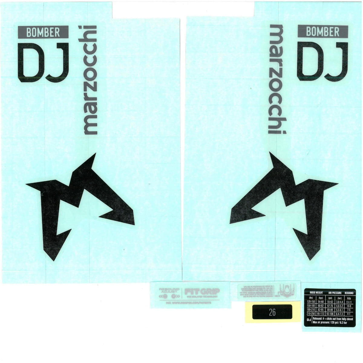 Marzocchi Fork Bomber DJ Decal Kit: Std/Clear Logo Gloss Red/White 2024