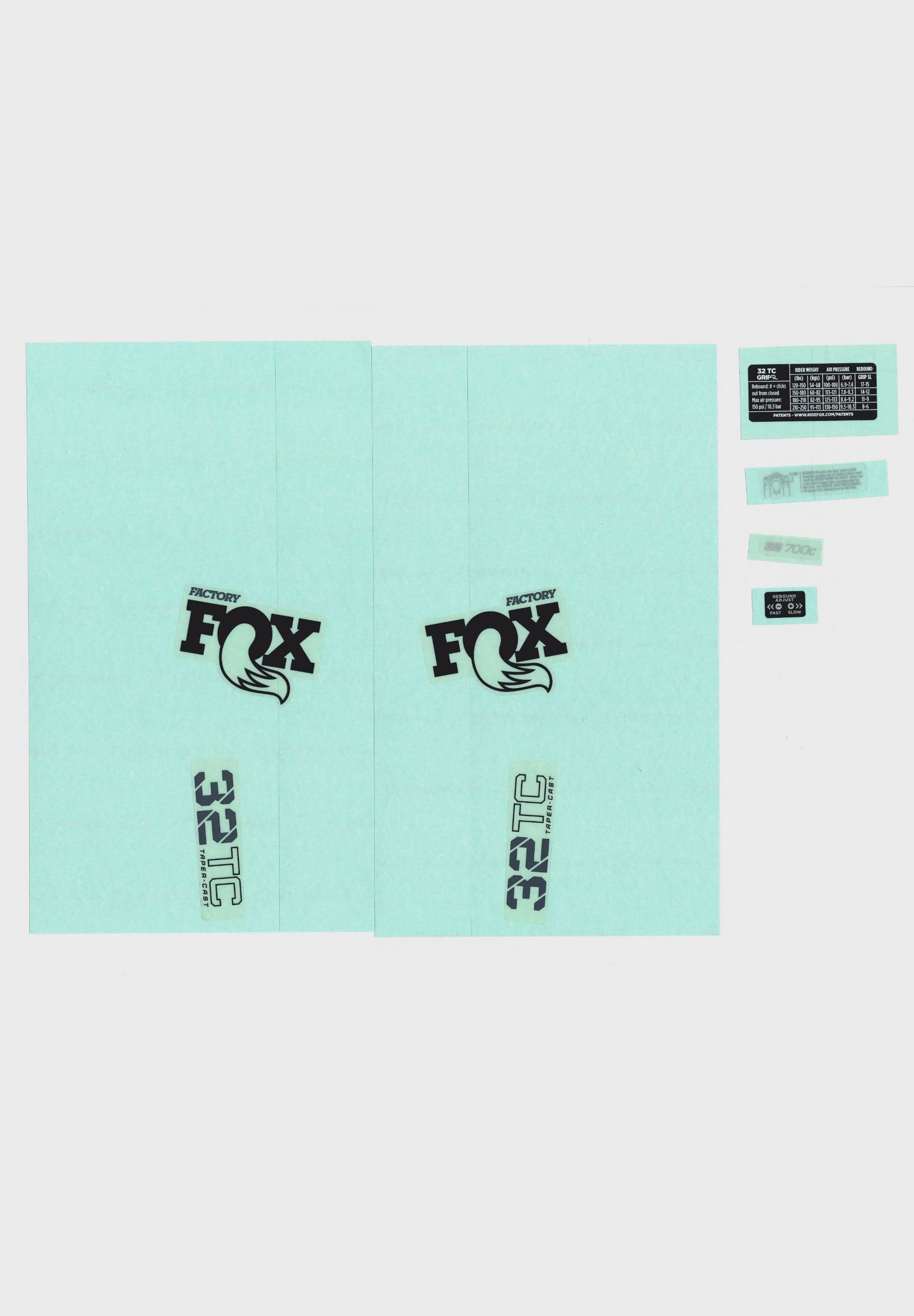 FOX Fork 32 TC F-S Decal Kit 2025 - Black Logo Shiny Orange Fork