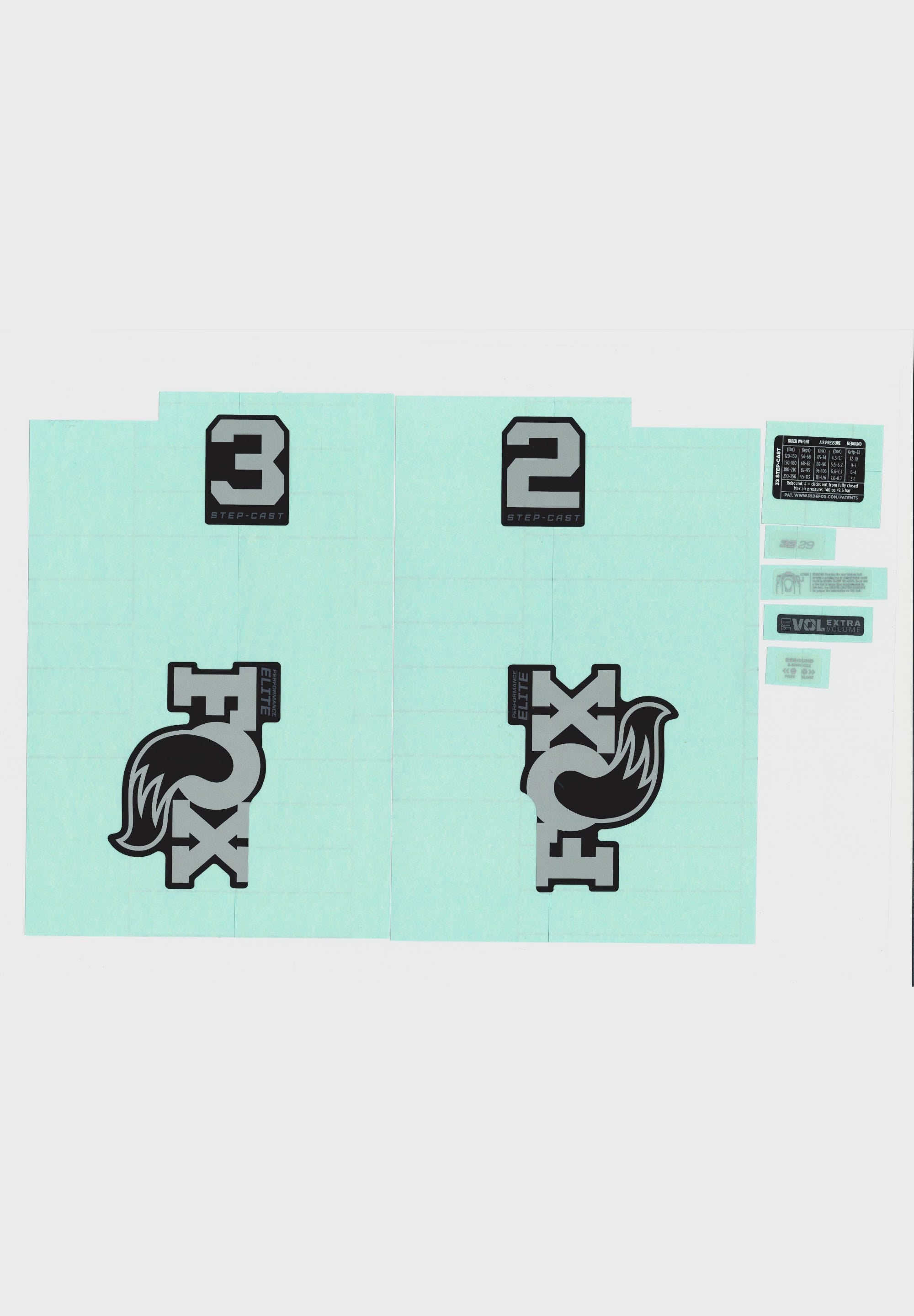 FOX Fork 32 SC decal Kit 2025 P-SE Gray Logo / Black Fork