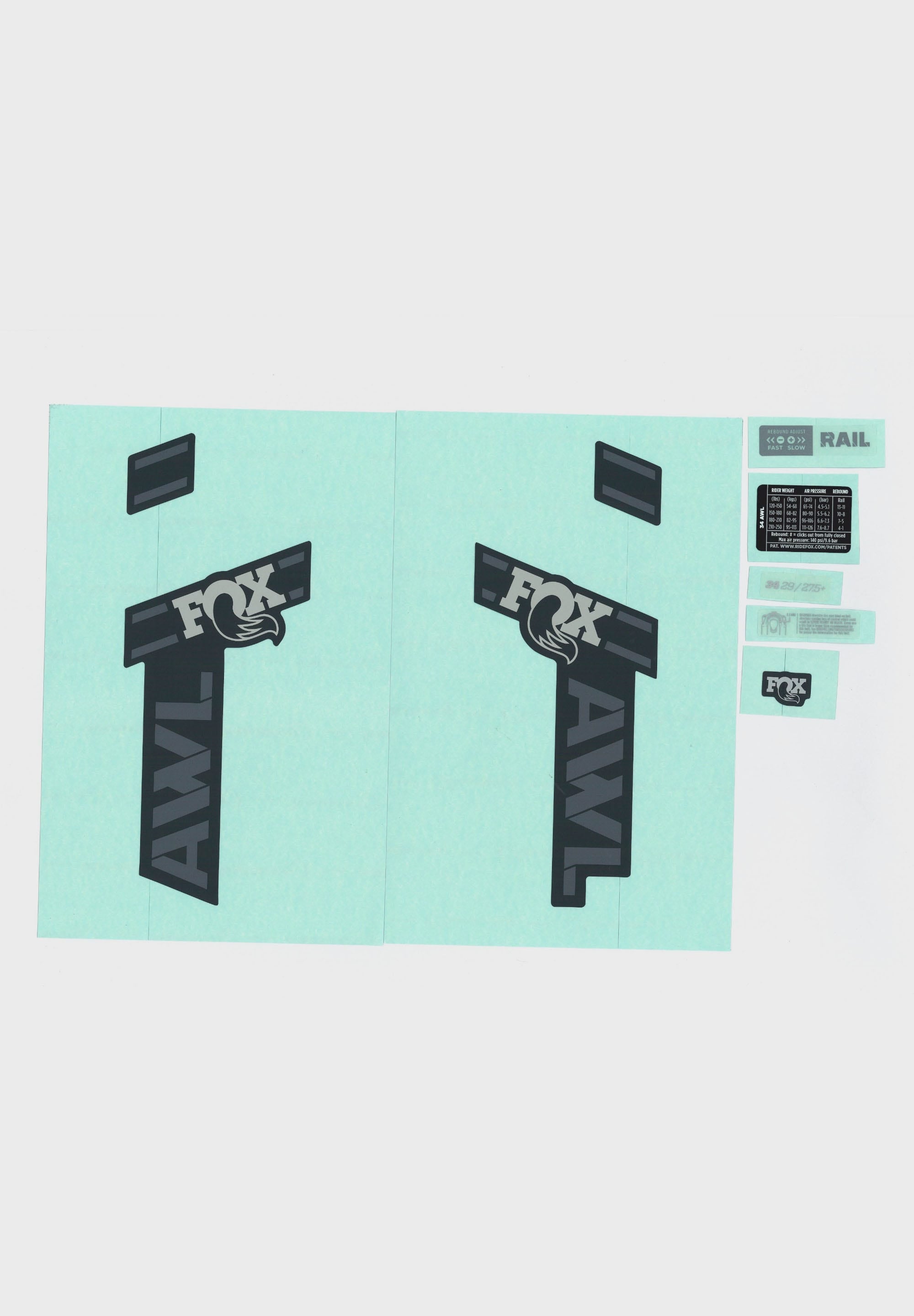 FOX Fork 34 AWL Decal Kit 2025 Matte Black Fork