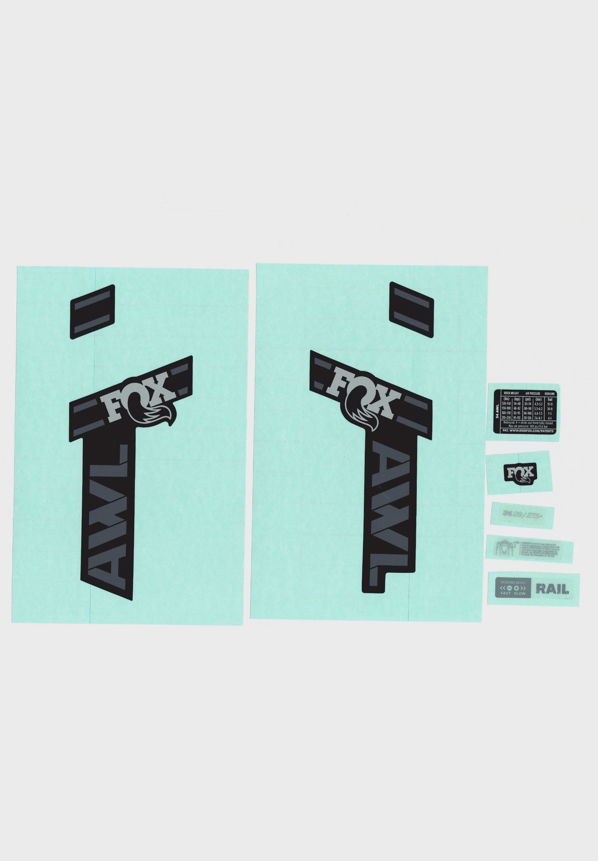 FOX Fork 34 AWL Decal Kit 2025 Shiny Black Fork