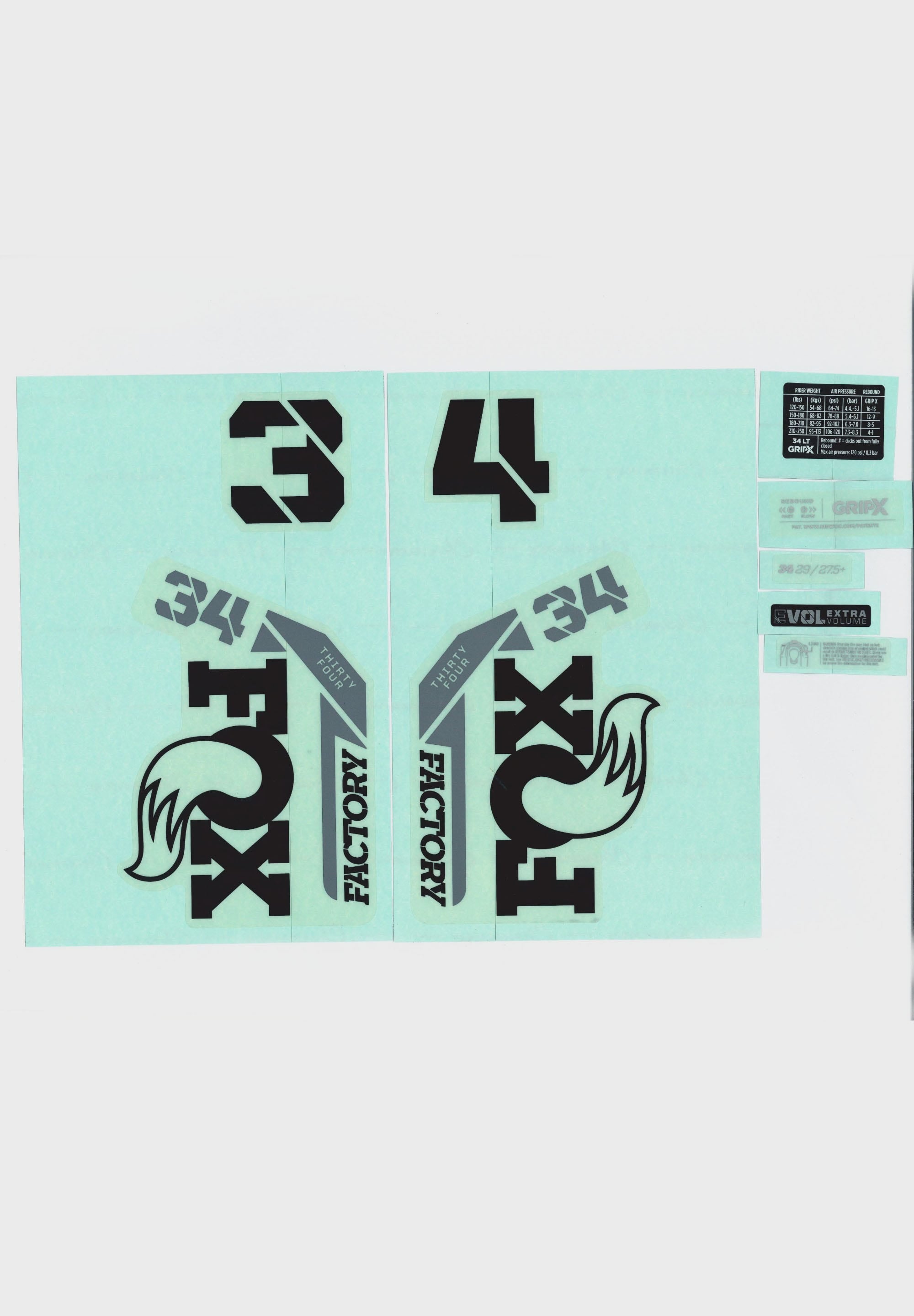 FOX Fork 34 Decal Kit 2025 F-S