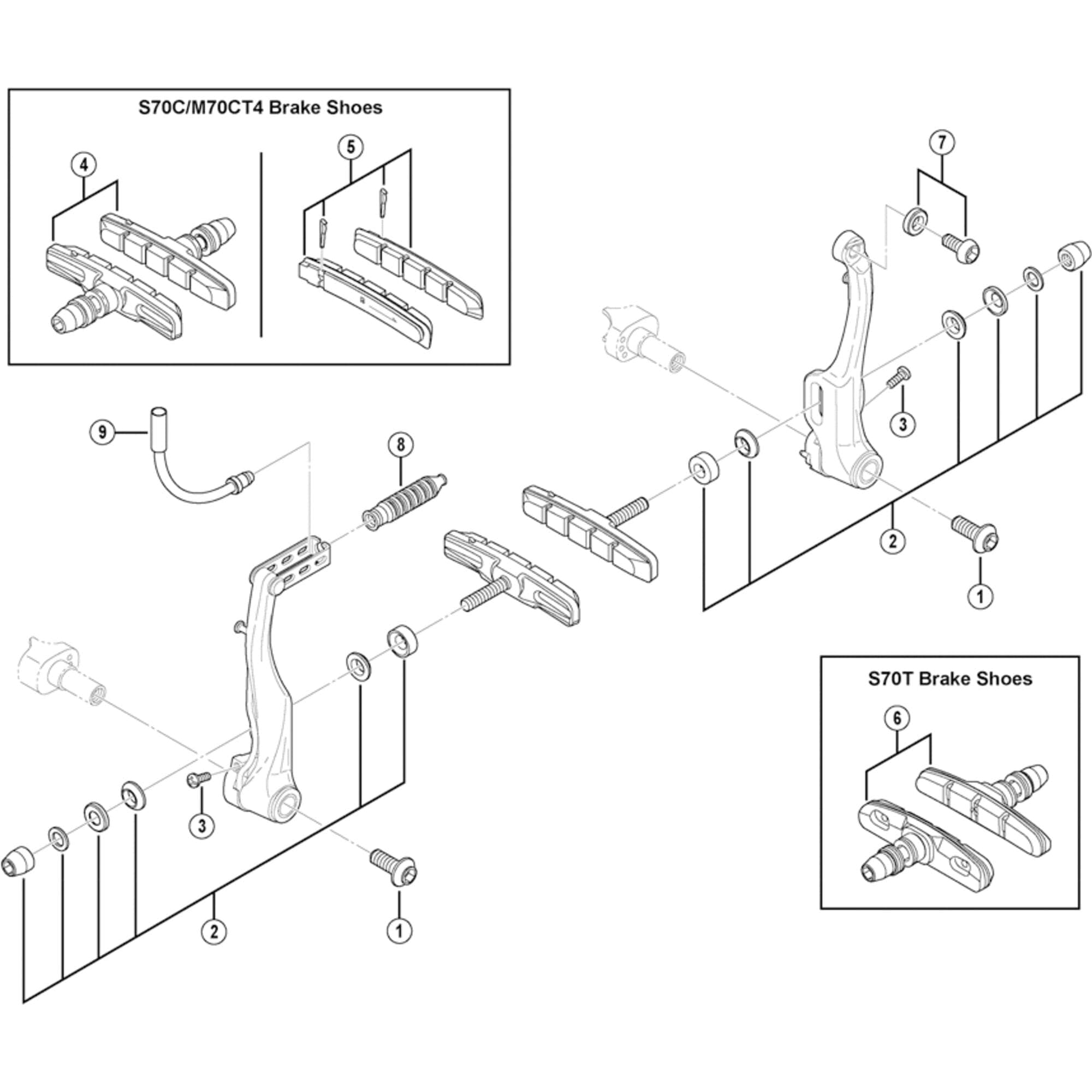 Shimano Spares M70CT4 V-brake cartridge pad insert; alloy machined rims; pair