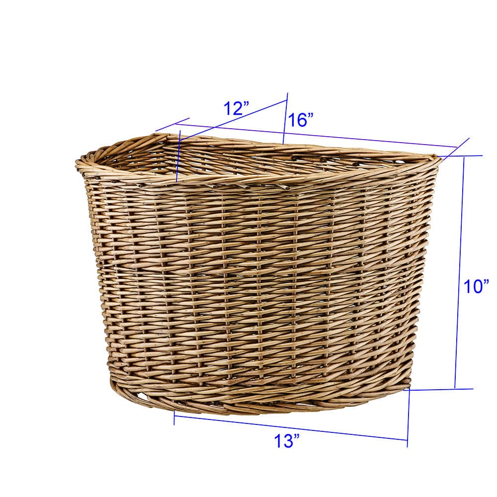 Adie Wicker D-Shaped Bicycle Basket Brown 18"