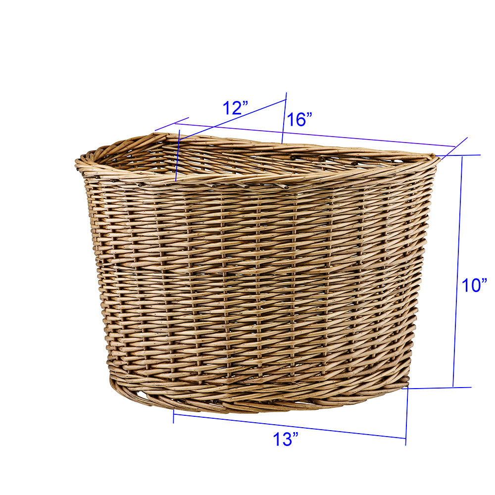 Adie Wicker D-Shaped Bicycle Basket Brown 18"