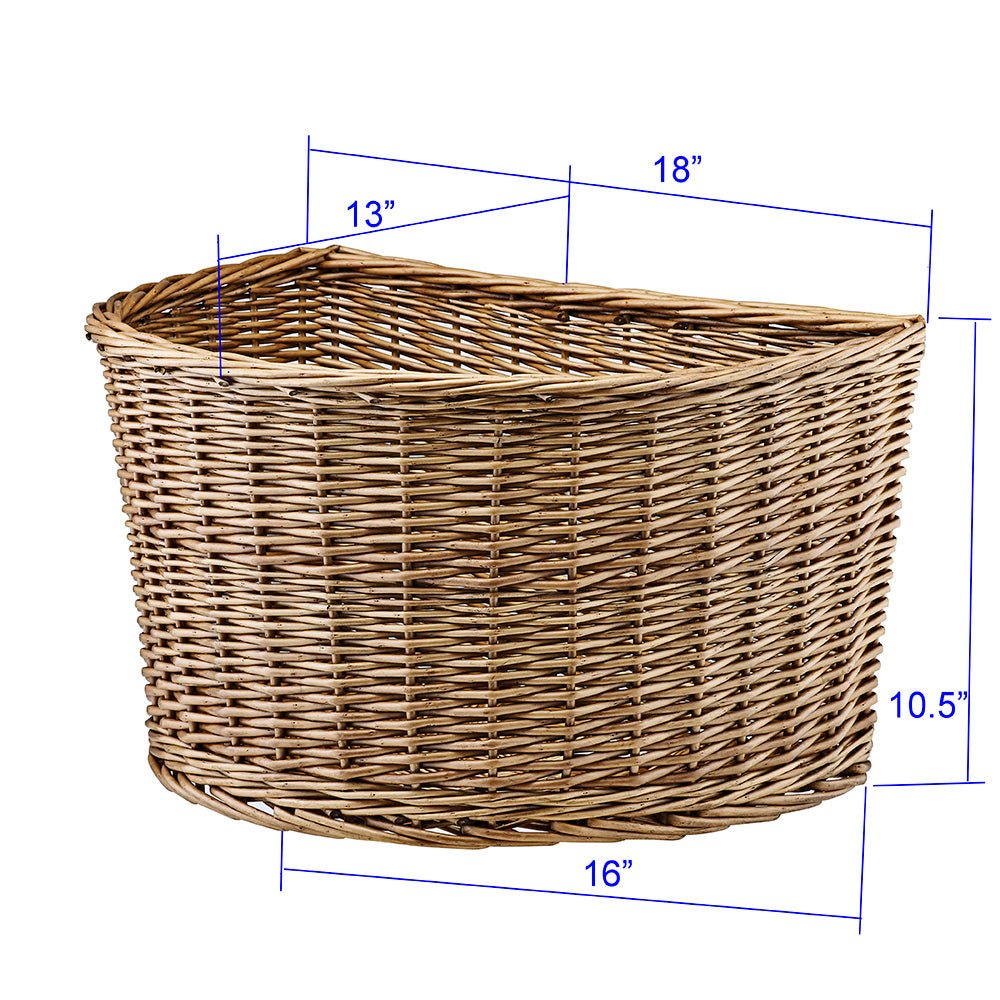 Adie Wicker D-Shaped Bicycle Basket Brown 18"