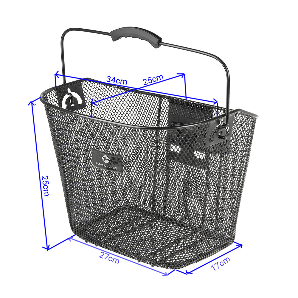 M-Wave Front Wire Mesh Basket with QR Bracket Black Medium