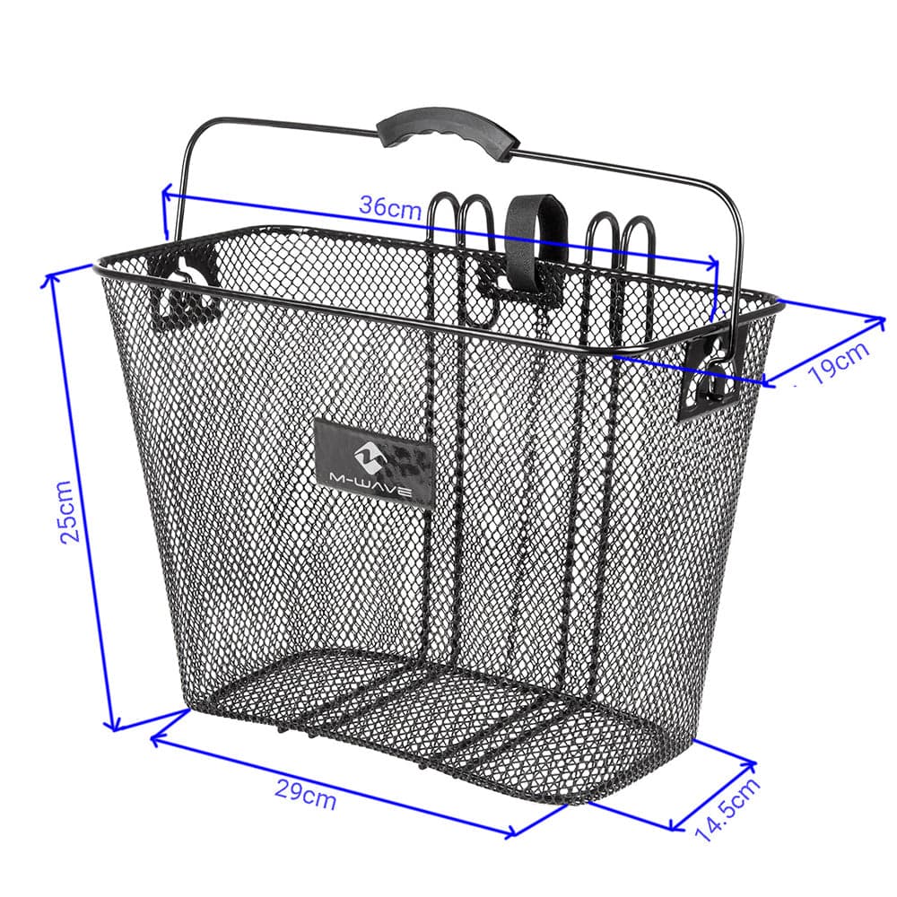 M-Wave Rear Hook-on Wire Basket Pannier Black Medium