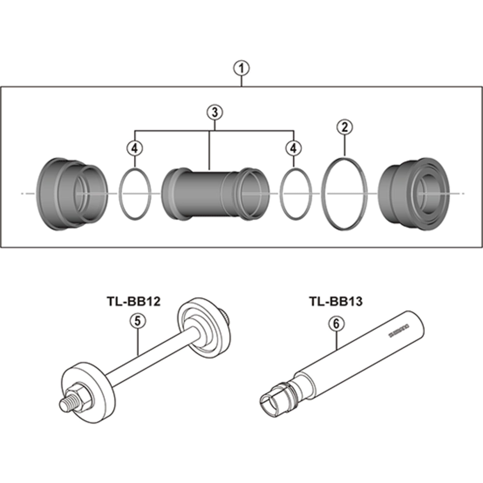 Shimano MTB press fit 41 mm bottom bracket with inner cover; for 92 or 89.5 mm