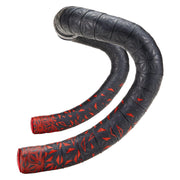 Supacaz Sticky Kush Star Fade Bar Tape: Red + Ano Red Plugs