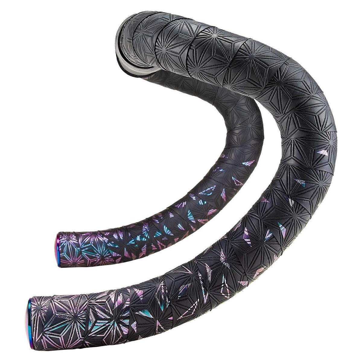 Supacaz Sticky Kush Star Fade Bar Tape: Oil Slick + Oil Slick Plugs