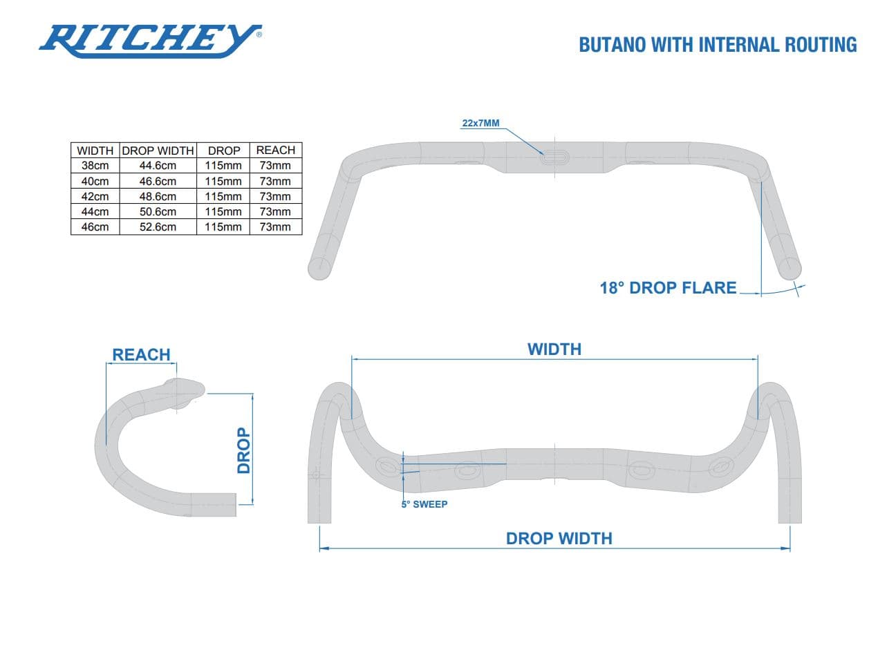 Ritchey Comp Butano Road Handlebar: Bb Black 38Cm