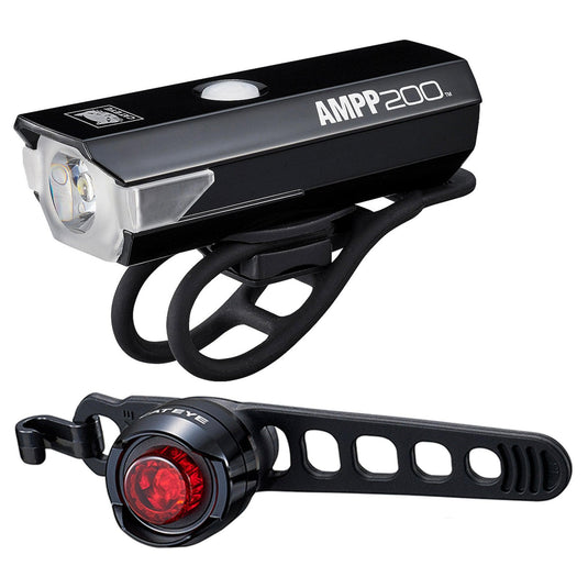 Cateye Ampp 200 / Orb Bike Light Set: Black