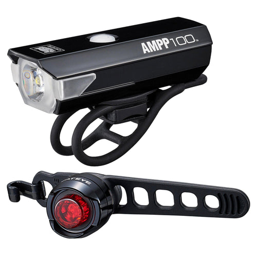Cateye Ampp 100 / Orb Bike Light Set: Black