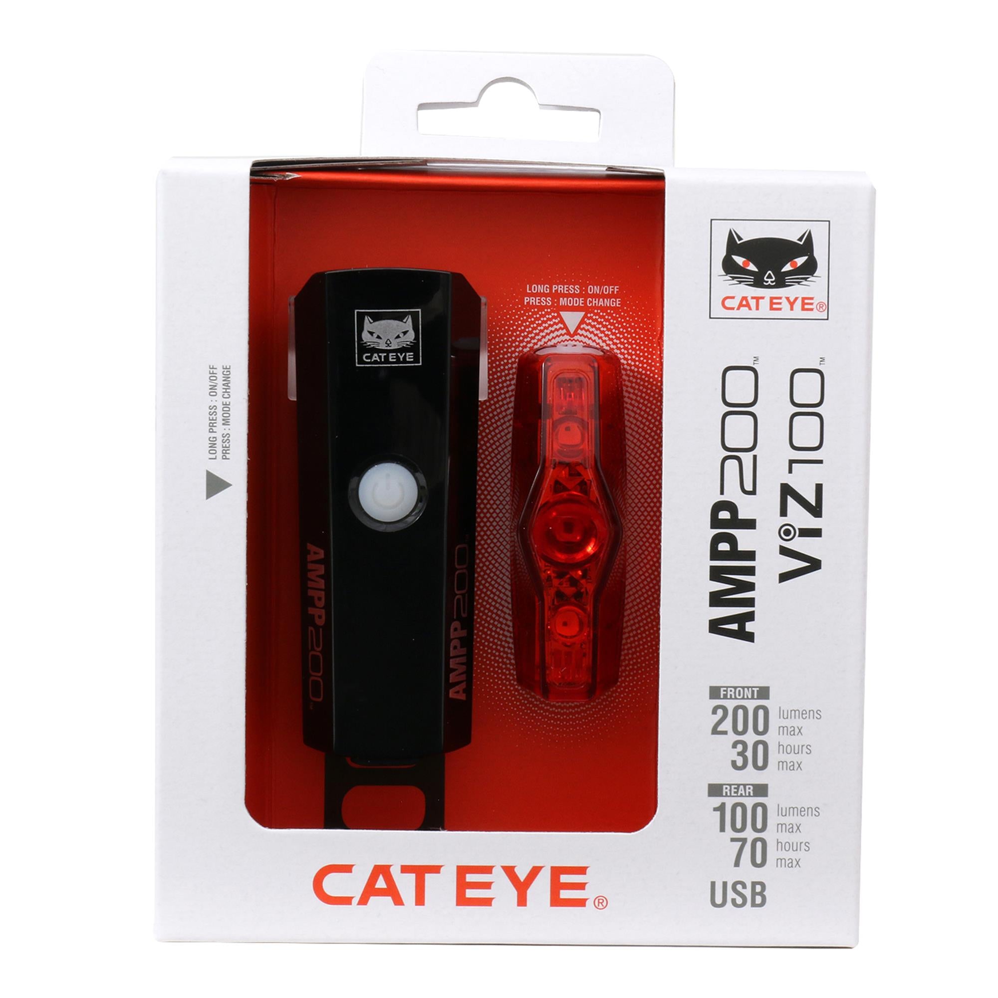 Cateye AMPP 200 II/Viz100 II Bike Light Set:  USB-C