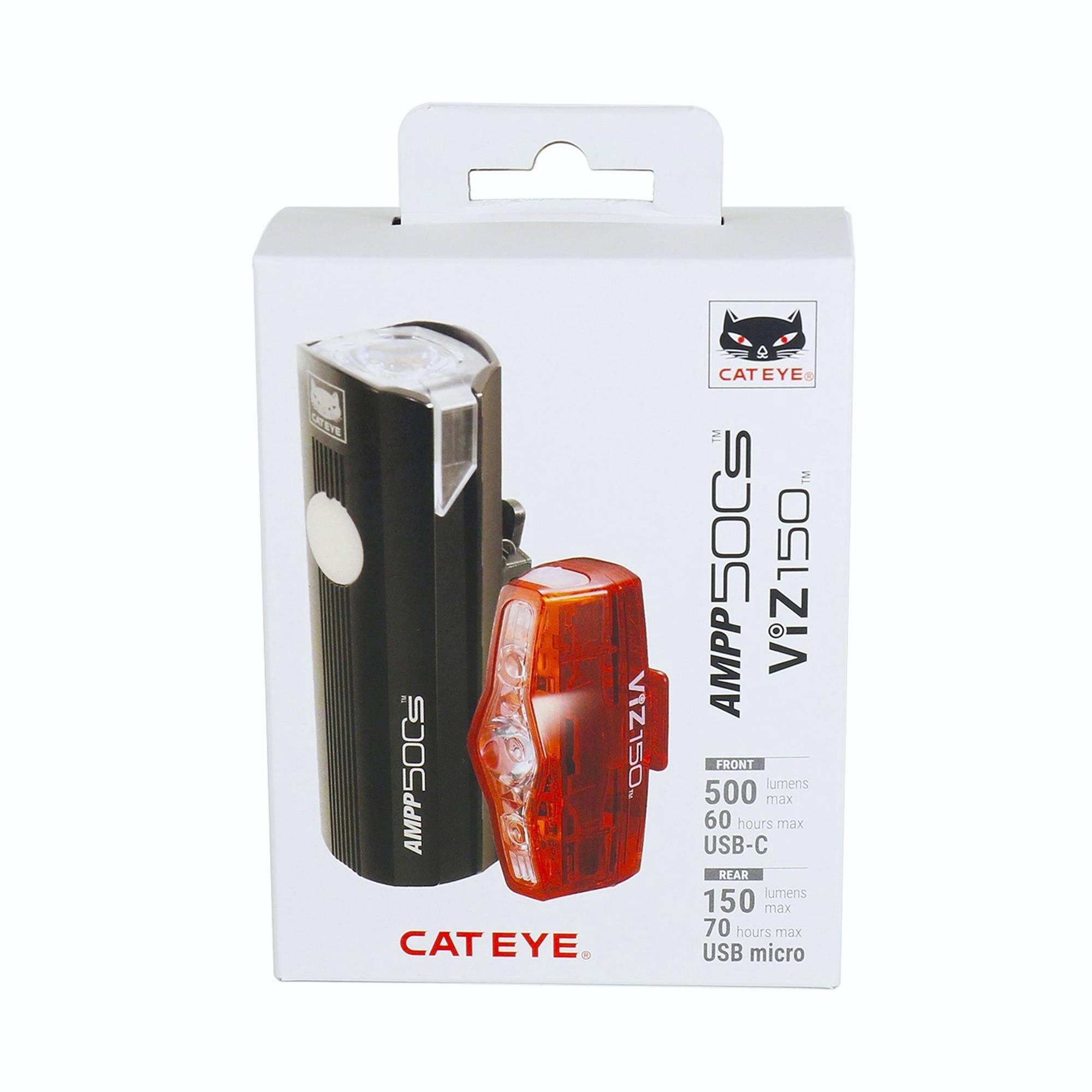 Cateye AMPP 500S/Viz150 II Bike Light Set:  USB-C