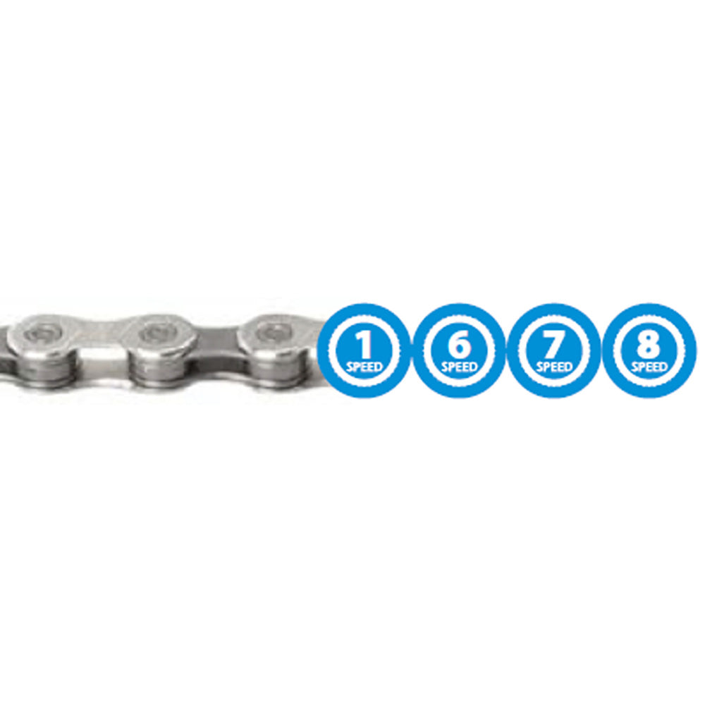 M-Wave Workshop 15M Reel Multispeed Chains Silver/Grey 6-8spd