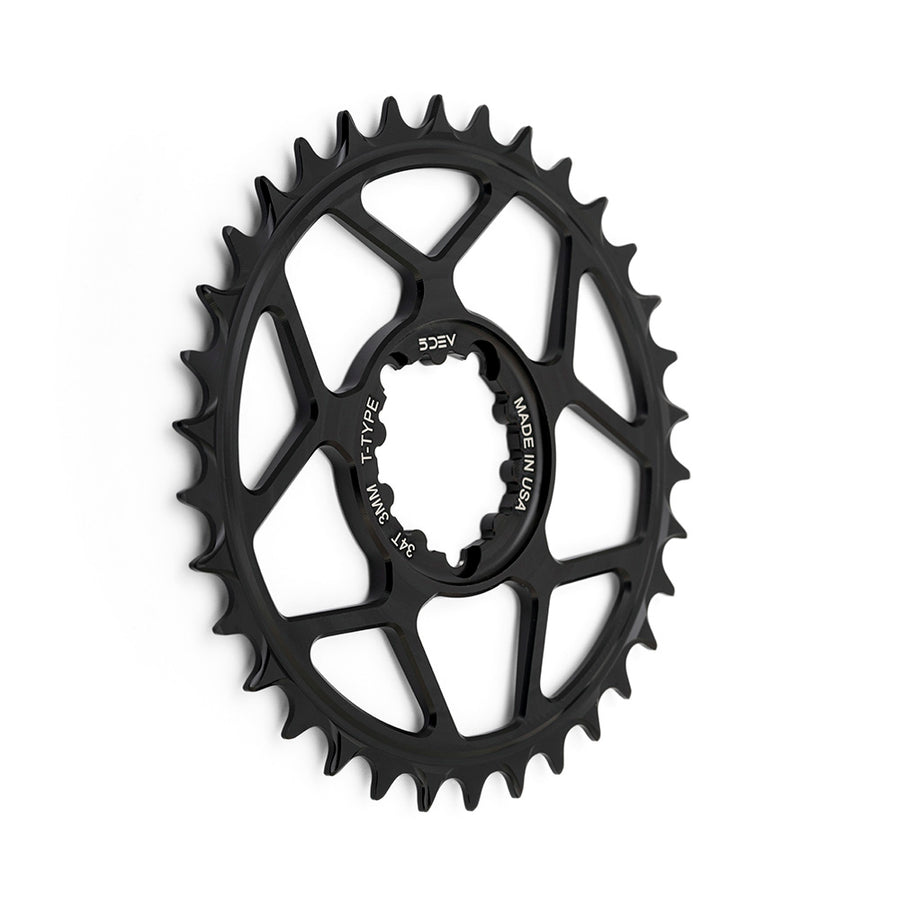 5Dev 3-Bolt Direct Mount T-Type Aluminium Chainring Black 34T