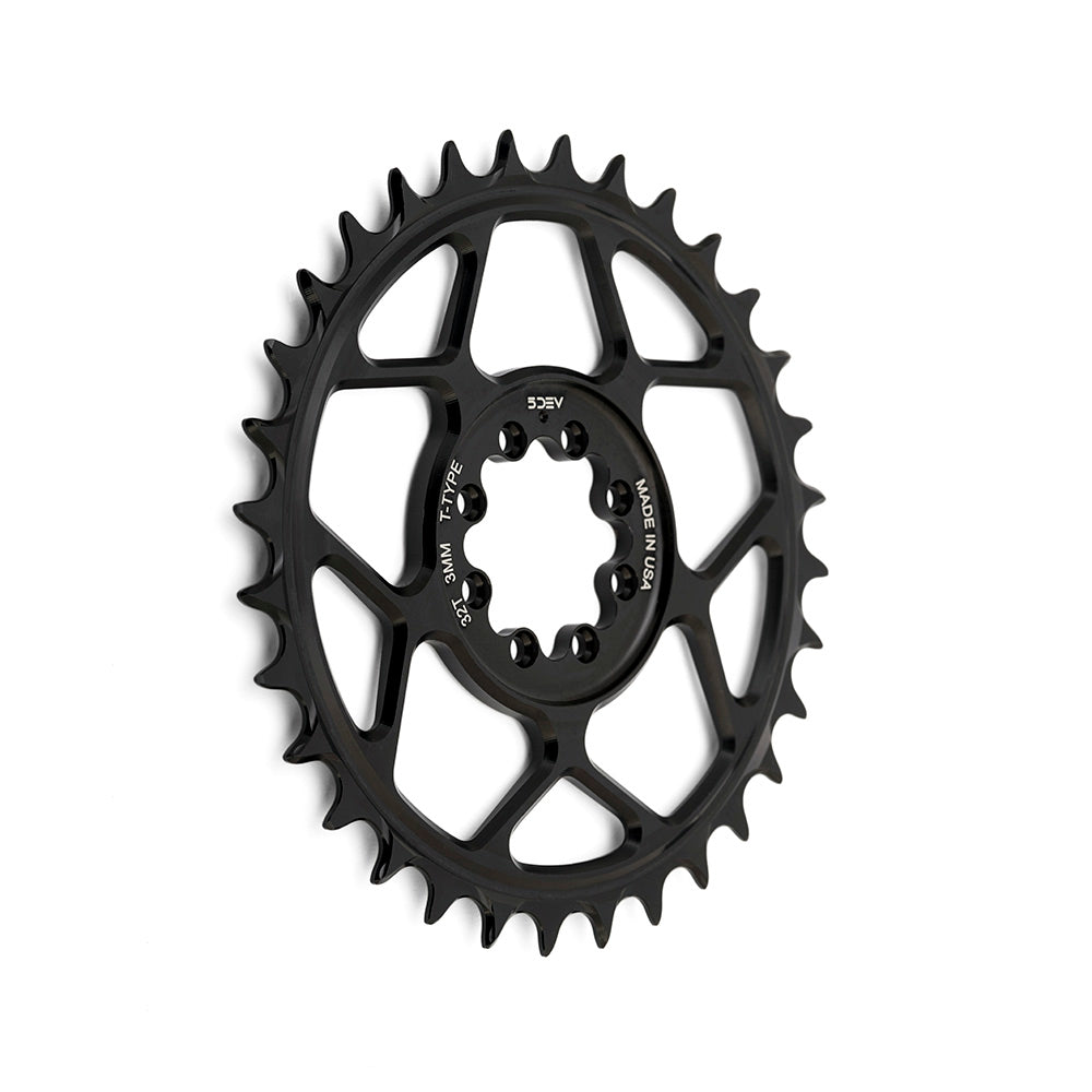 5Dev 8-Bolt Direct Mount T-Type Aluminium Chainring  Black 34T