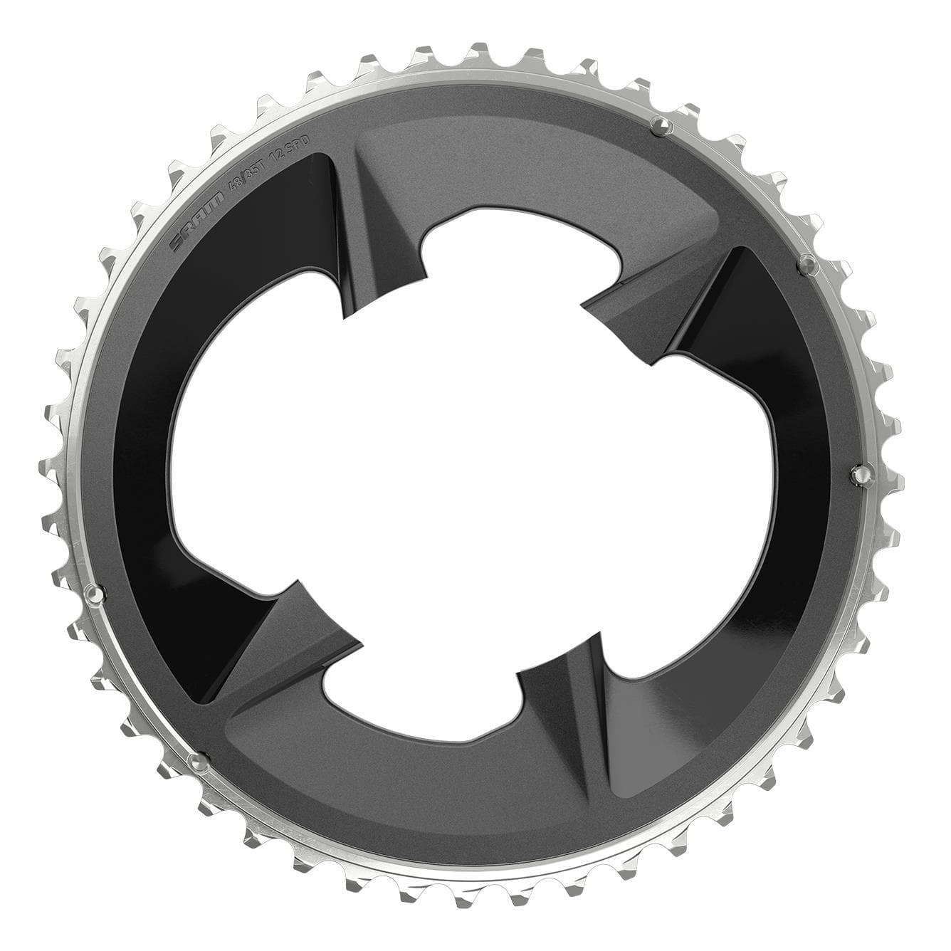 Sram Rival Axs Chain Ring Road 107Bbd 2X12 Black With Cover Plate: Black