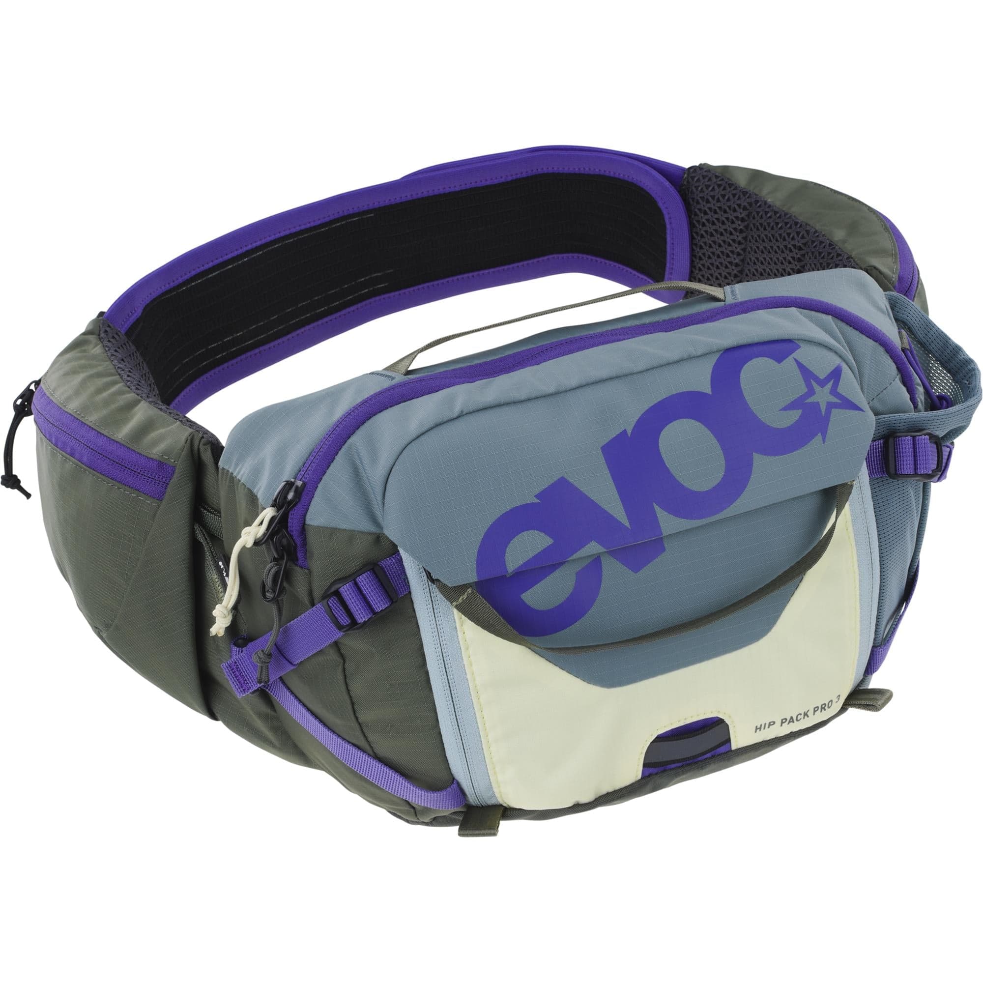 EVOC Hip Pack Pro 3 + Hydration Bladder 2026: STEEL/VIOLET/DARK OLIVE ONE SIZE