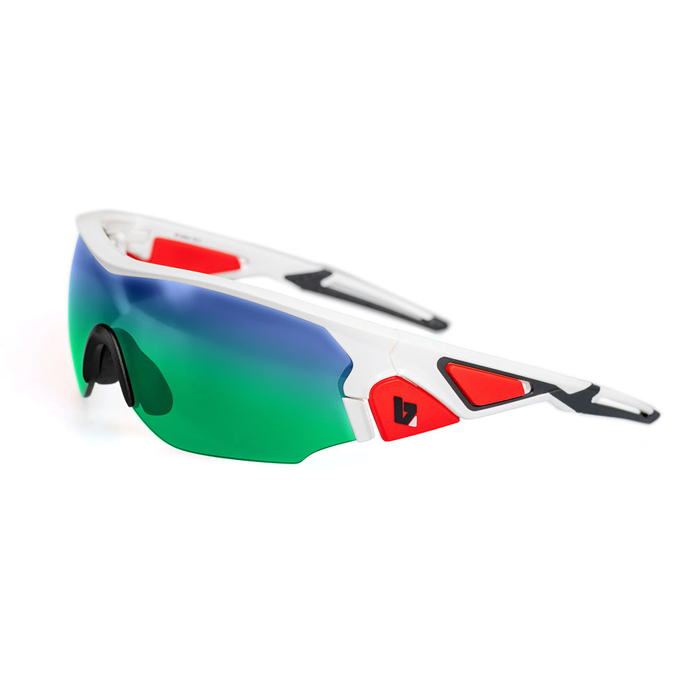 BZ Optics CRIT Mirrored Glasses with Revo Lenses White/Green One Size