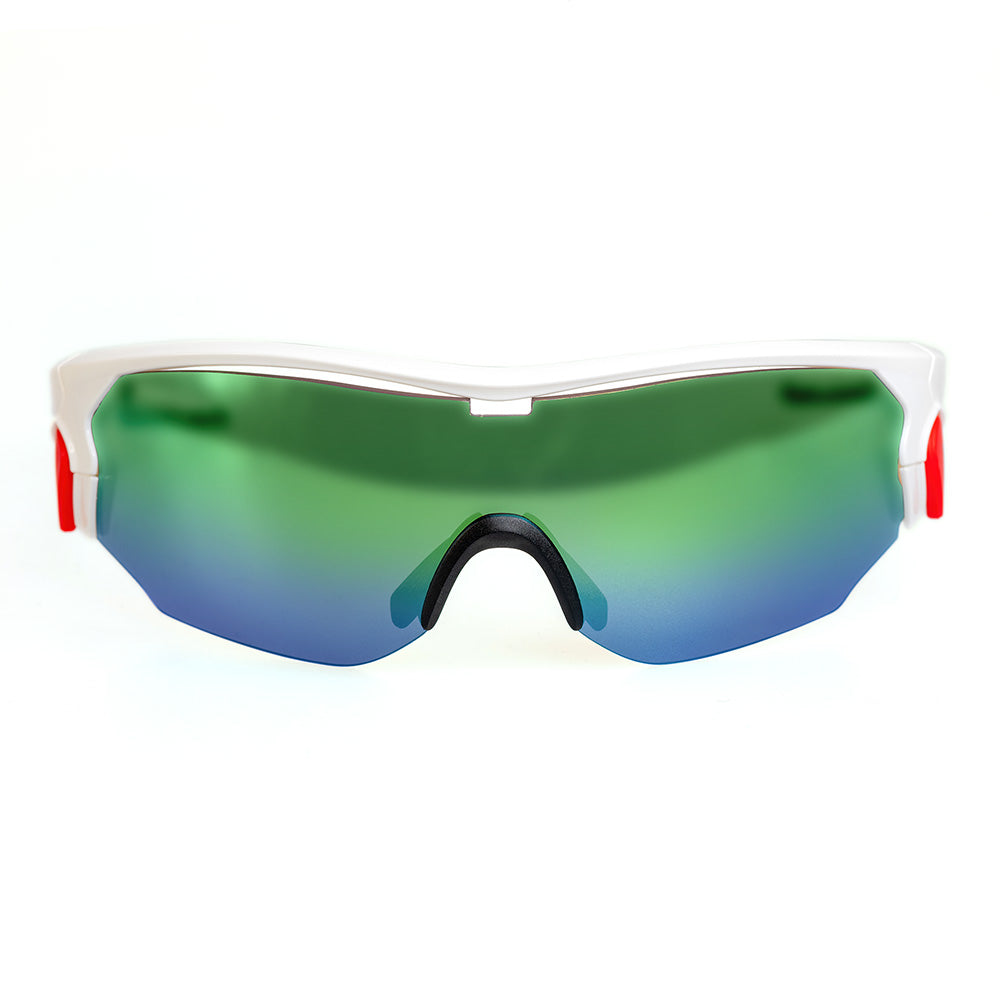 BZ Optics CRIT Mirrored Glasses with Revo Lenses White/Green One Size