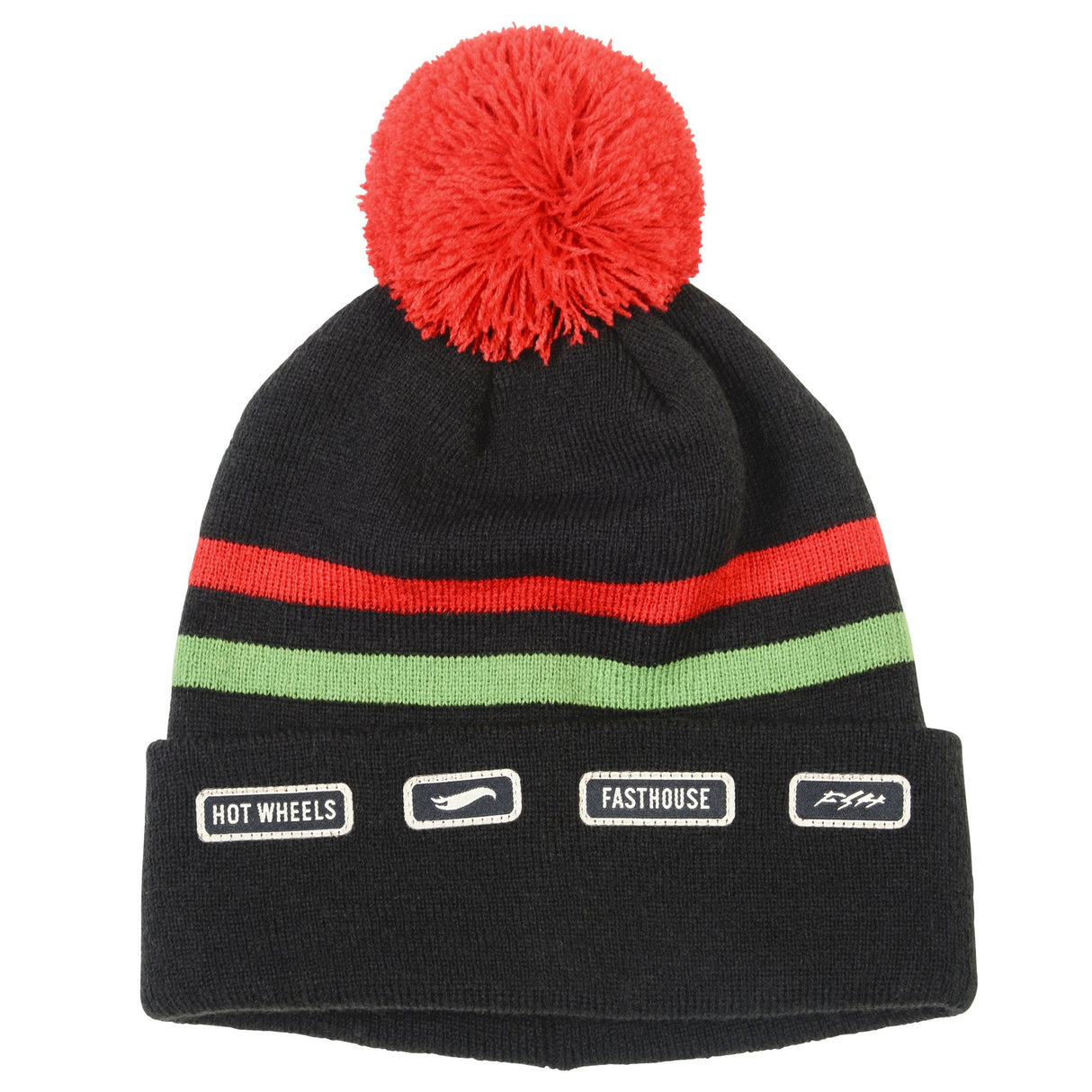 Fasthouse Express Hot Wheels Pom Beanie 2022: Black/Red One Size
