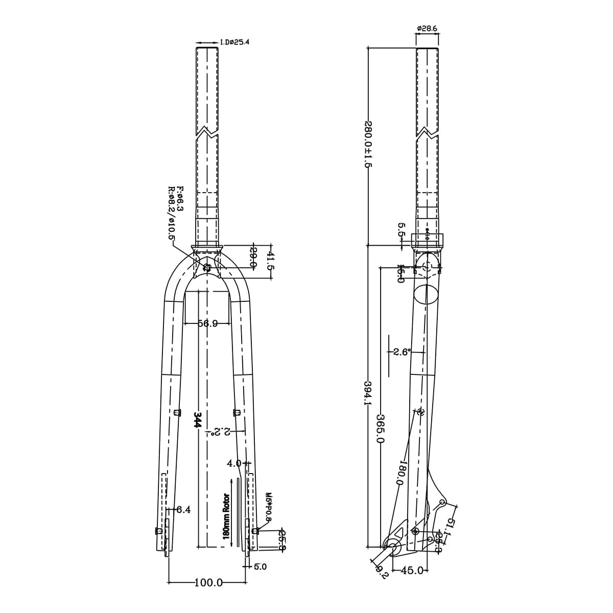 Identiti FFX-45 Disc 700C Fixie Fork Black 11/8"