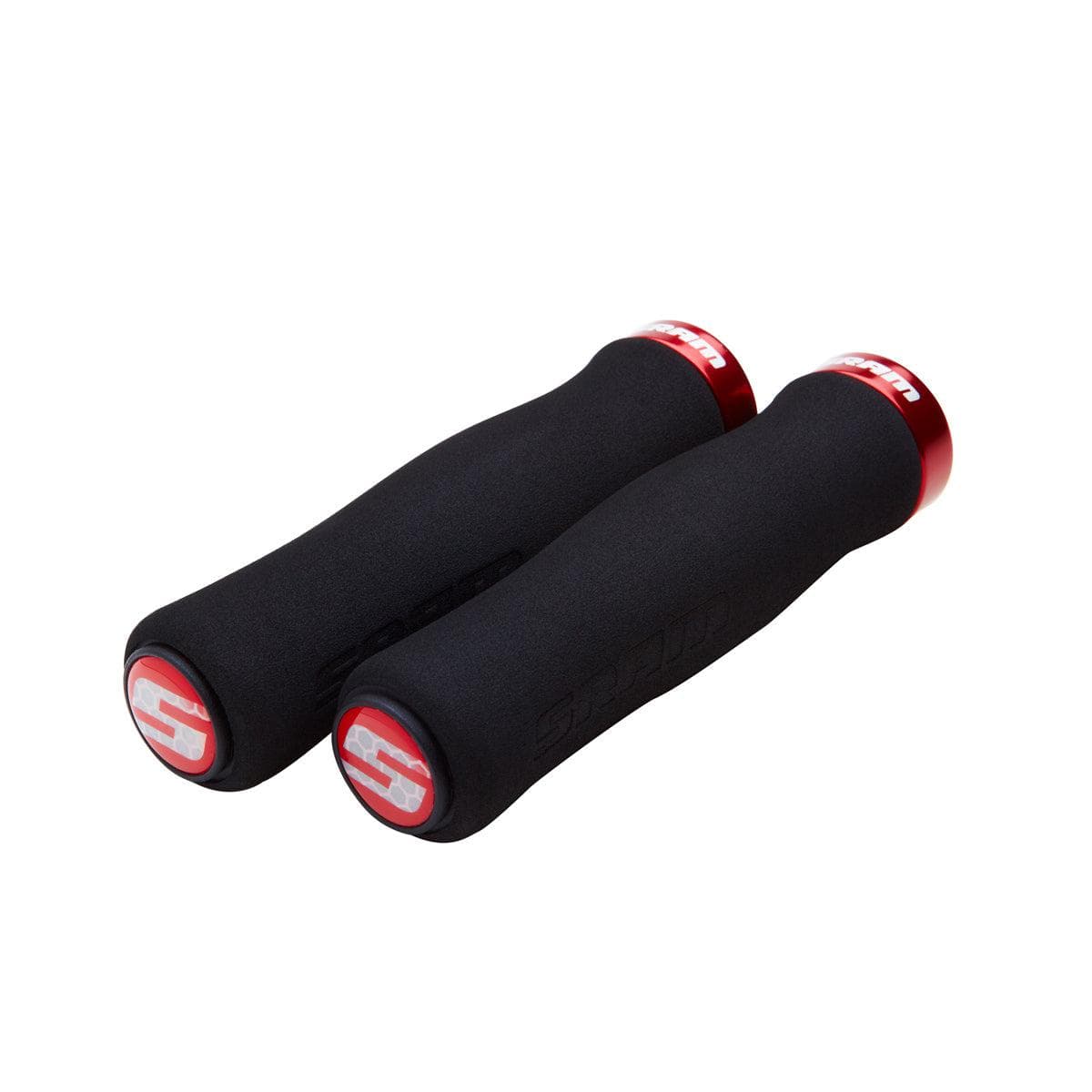 Sram Locking Grips Contour Foam 129Mm Black With Single Red Clamp And End Plugs: