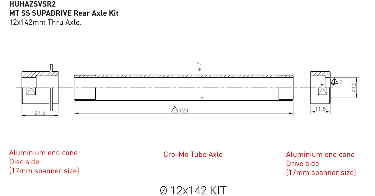 Halo MT Supadrive SS Axles  Black 12x142mm