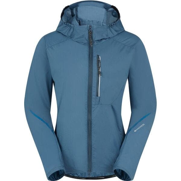 Madison Roam Women's Lightweight Windproof Packable Jacket; lake blue - size 8