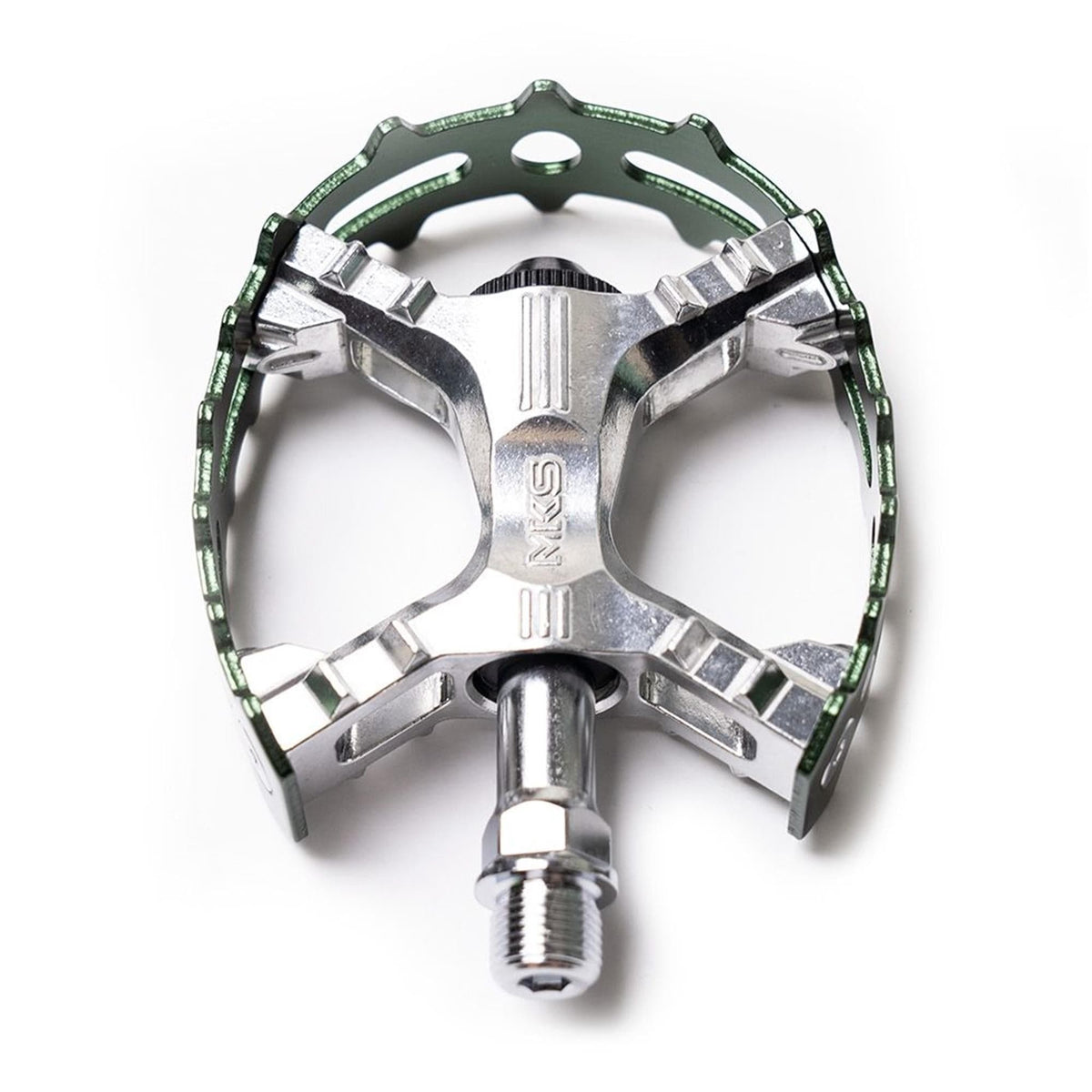 MKS XC-III Bear Trap Colour Edition Pedals: GREEN 9/16"
