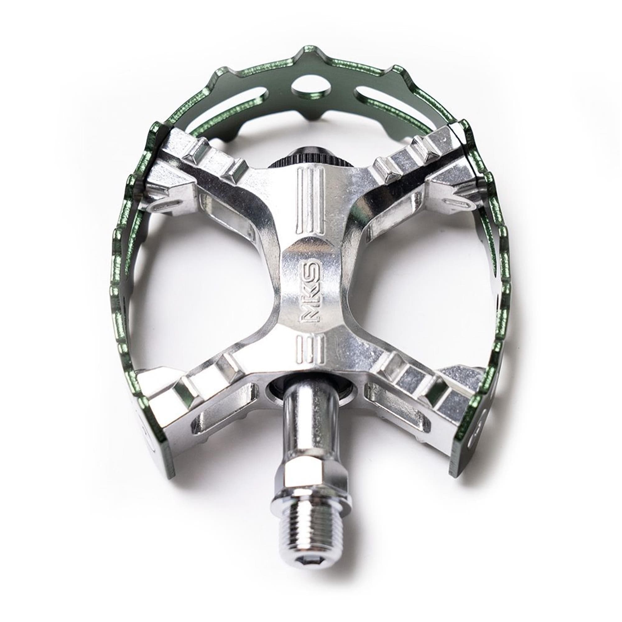 MKS XC-III Bear Trap Colour Edition Pedals: GREEN 9/16"