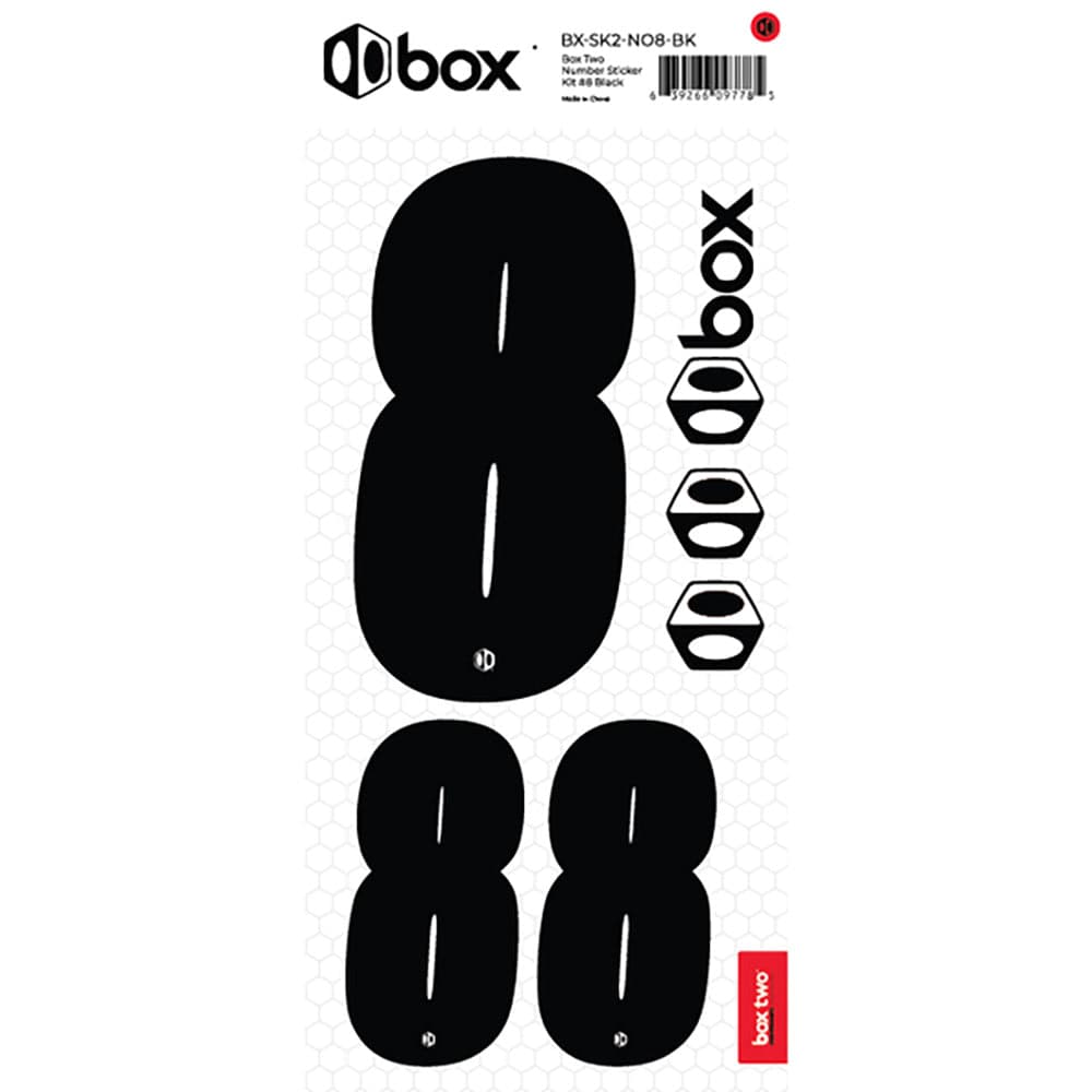 BOX BMX Two Number Sticker Kits - Black Black No8