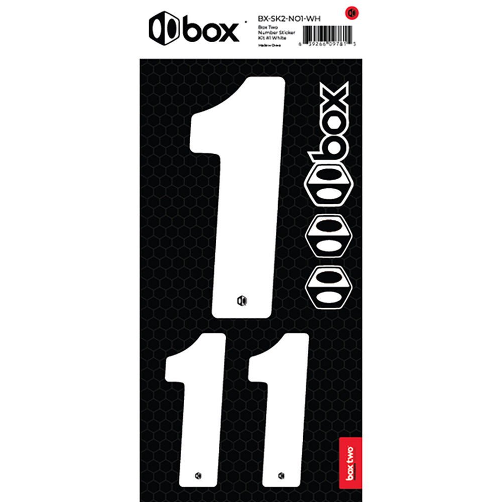 BOX BMX Two Number Sticker Kits - White White No1