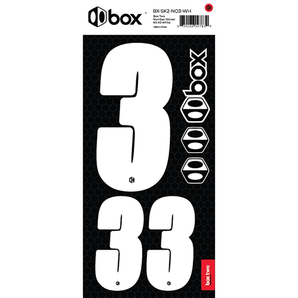 BOX BMX Two Number Sticker Kits - White White No3