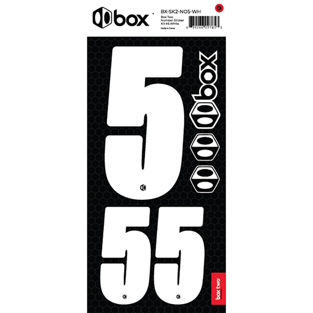BOX BMX Two Number Sticker Kits - White White No5
