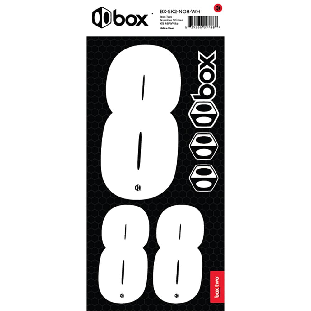 BOX BMX Two Number Sticker Kits - White White No8
