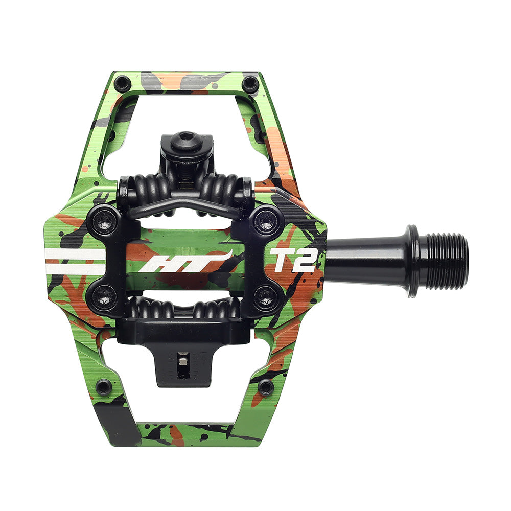 HT Components T-2 Trail Clipless 9/16 Green Camo