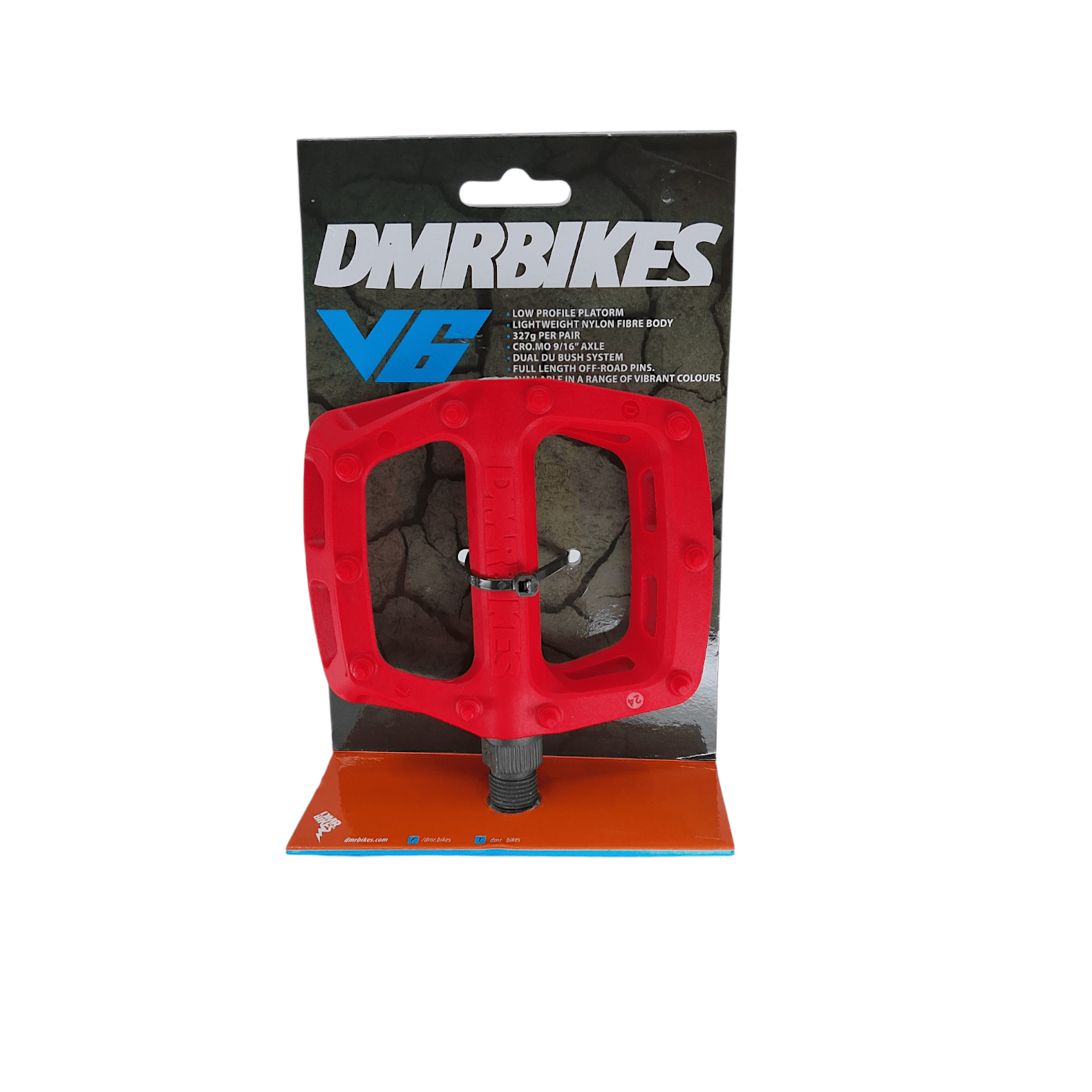 DMR V6 Nylon Mountain Biking Pedal - Cro-Mo Axle - Red